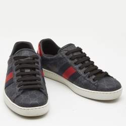 Gucci Dark Grey GG Supreme Canvas Ace Sneakers Size 41.5