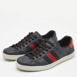 Gucci Dark Grey GG Supreme Canvas Ace Sneakers Size 41.5