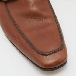 Gucci Tan Leather Interlocking G Slip On Loafers Size 45