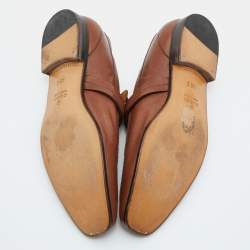 Gucci Tan Leather Interlocking G Slip On Loafers Size 45
