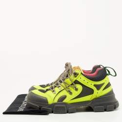 Gucci Green Fabric and Leather Flashtrek Sneakers Size 40