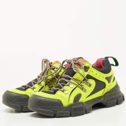 Gucci Green Fabric and Leather Flashtrek Sneakers Size 40