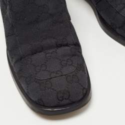 Pre Owned Gucci Black GG Canvas Slip On Loafers Size 37