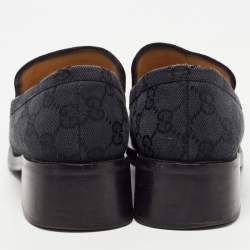 Pre Owned Gucci Black GG Canvas Slip On Loafers Size 37