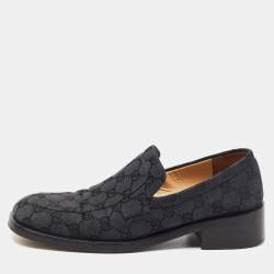 Pre Owned Gucci Black GG Canvas Slip On Loafers Size 37