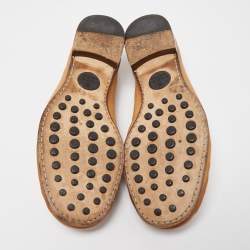 Pre Owned Gucci Brown Leather Slip On Loafers Size 44