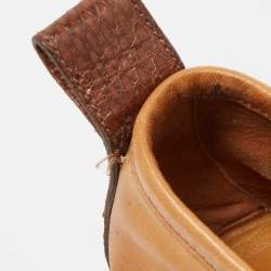 Pre Owned Gucci Brown Leather Slip On Loafers Size 44