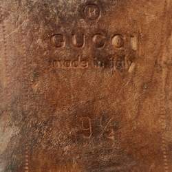 مملوكة مسبقًا Gucci Orange/Brown Python Fringes Horsebit Slip On Loafers Size 43.5 