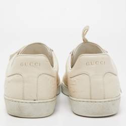 Gucci Cream GG Embossed Perforated Leather Ace Sneakers Size 46