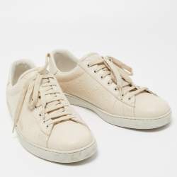 Gucci Cream GG Embossed Perforated Leather Ace Sneakers Size 46