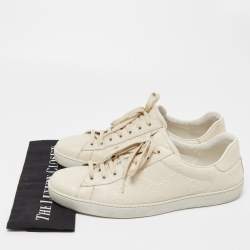 Gucci Cream GG Embossed Perforated Leather Ace Sneakers Size 46