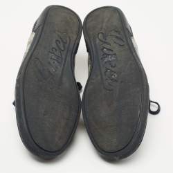 Gucci Navy Blue/Beige Suede and GG Canvas Low Top Sneakers Size 42