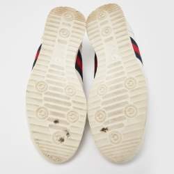 Gucci White Micro Guccissima Leather Web Detail Sneakers Size 41 