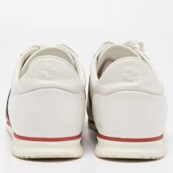 Gucci White Micro Guccissima Leather Web Detail Sneakers Size 41 