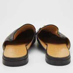 Pre Owned Gucci Black Leather Princetown Mules Size 43