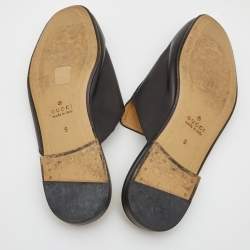 Pre Owned Gucci Black Leather Princetown Mules Size 43