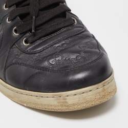 Gucci Black Guccissima Leather Web Detail High Top Sneakers Size 43.5