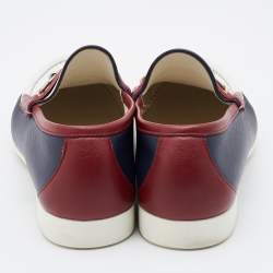 Pre Owned Gucci Tricolor Leather Horsebit Slip On Loafers Size 44
