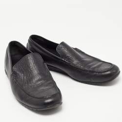 Gucci Black Guccissima Leather Slip On Loafers Size 42
