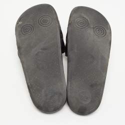 Gucci Black Leather GG Marmont Pool Slides Size 41 