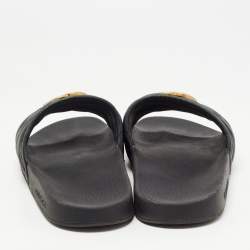 Gucci Black Leather GG Marmont Pool Slides Size 41 