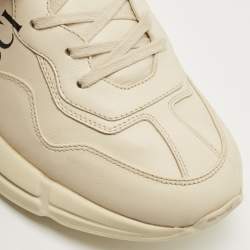Pre Owned Gucci Cream Leather Rhyton Low Top Sneakers Size 44