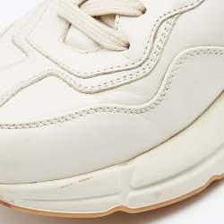 Gucci Cream Leather Rhyton Low Top Sneakers Size 42