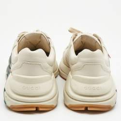 Gucci Cream Leather Rhyton Low Top Sneakers Size 42
