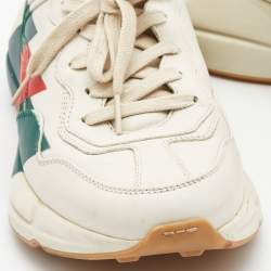 Gucci Cream Leather Rhyton Low Top Sneakers Size 42