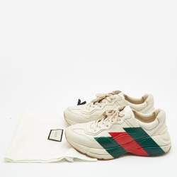 Gucci Cream Leather Rhyton Low Top Sneakers Size 42