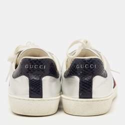Gucci Silver Leather Ace Sneakers Size 43