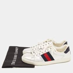 Gucci Silver Leather Ace Sneakers Size 43