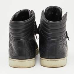 Gucci Black Guccissima Leather Web Detail High Top Sneakers Size 43.5