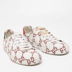 Gucci White/Red Leather GG Ghost Ace Low Top Sneakers Size 43