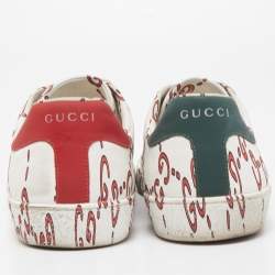 Gucci White/Red Leather GG Ghost Ace Low Top Sneakers Size 43