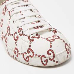 Gucci White/Red Leather GG Ghost Ace Low Top Sneakers Size 43