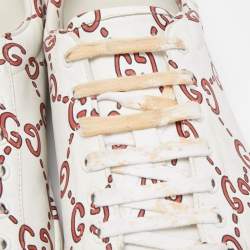Gucci White/Red Leather GG Ghost Ace Low Top Sneakers Size 43