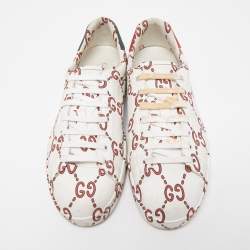 Gucci White/Red Leather GG Ghost Ace Low Top Sneakers Size 43