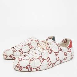 Gucci White/Red Leather GG Ghost Ace Low Top Sneakers Size 43