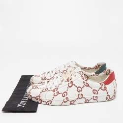Gucci White/Red Leather GG Ghost Ace Low Top Sneakers Size 43