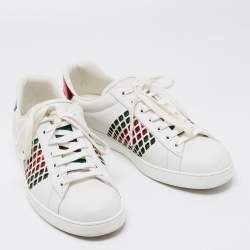 Pre Owned Gucci White Leather Ace Low Top Sneakers Size 43