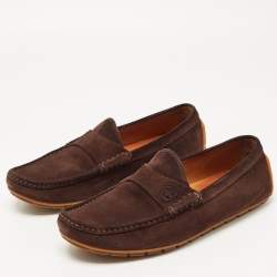 Gucci Brown Suede Slip On Loafers Size 43 