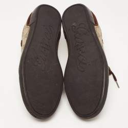 Gucci Brown/Beige Suede and GG Supreme Canvas Barcelona Sneakers Size 43.5