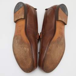 Gucci Brown Leather Slip On Loafers Size 41.5