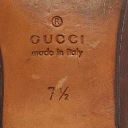 Gucci Brown Leather Slip On Loafers Size 41.5
