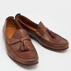 Gucci Brown Leather Slip On Loafers Size 41.5