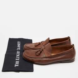 Gucci Brown Leather Slip On Loafers Size 41.5