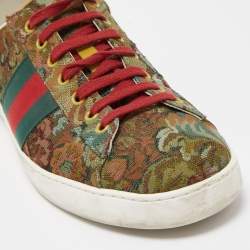 Gucci Multicolor Printed Canvas Ace Low Top Sneakers Size 44