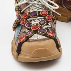Gucci Multicolor Leather Flashtrek Reflective Sneakers Size 41
