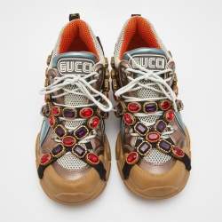 Gucci Multicolor Leather Flashtrek Reflective Sneakers Size 41